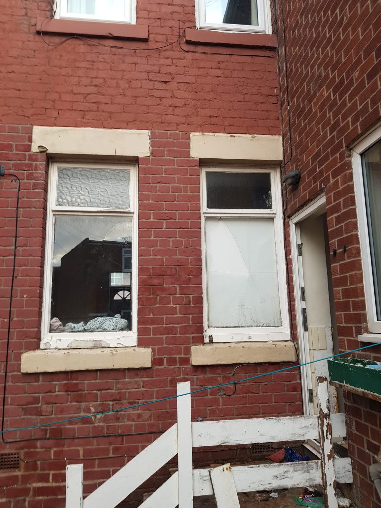 Smashed window Sunderland